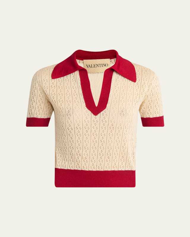 Pointelle Linen-Viscose Sweater